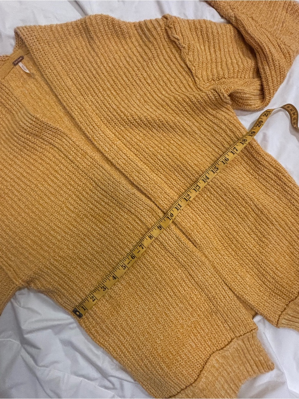 Free People Mustard Yellow Chunky Open Cardigan Sweater | Medium - Picture 5 of 8